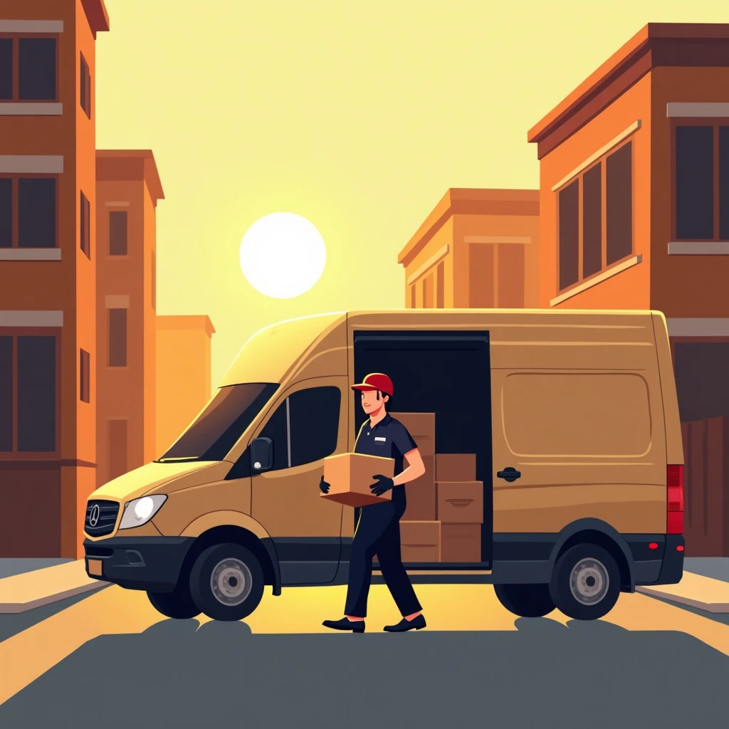 Delivery driver loading van