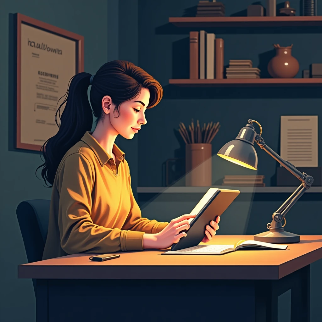 Reviewing job offers on tablet