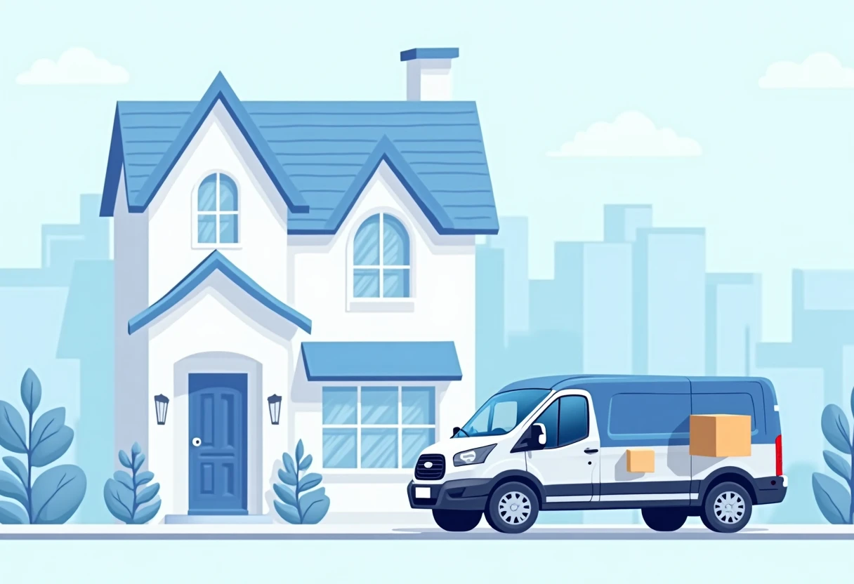 Delivery vehicle at a house