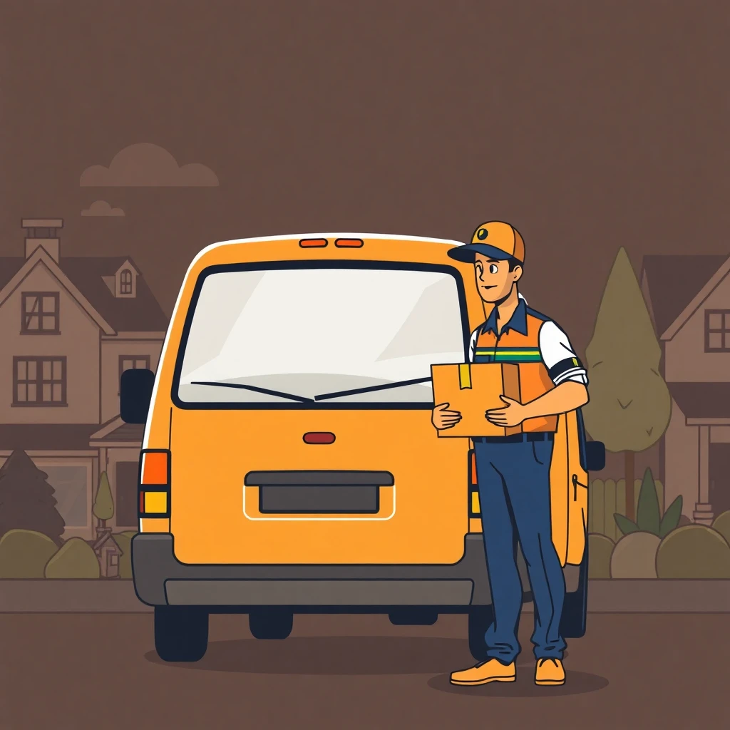 Delivery driver ready for action