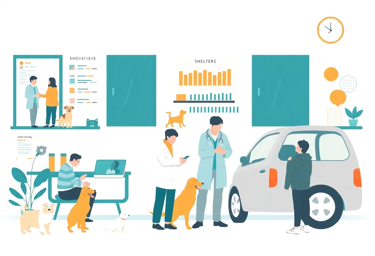 Veterinarian performing a dog health check