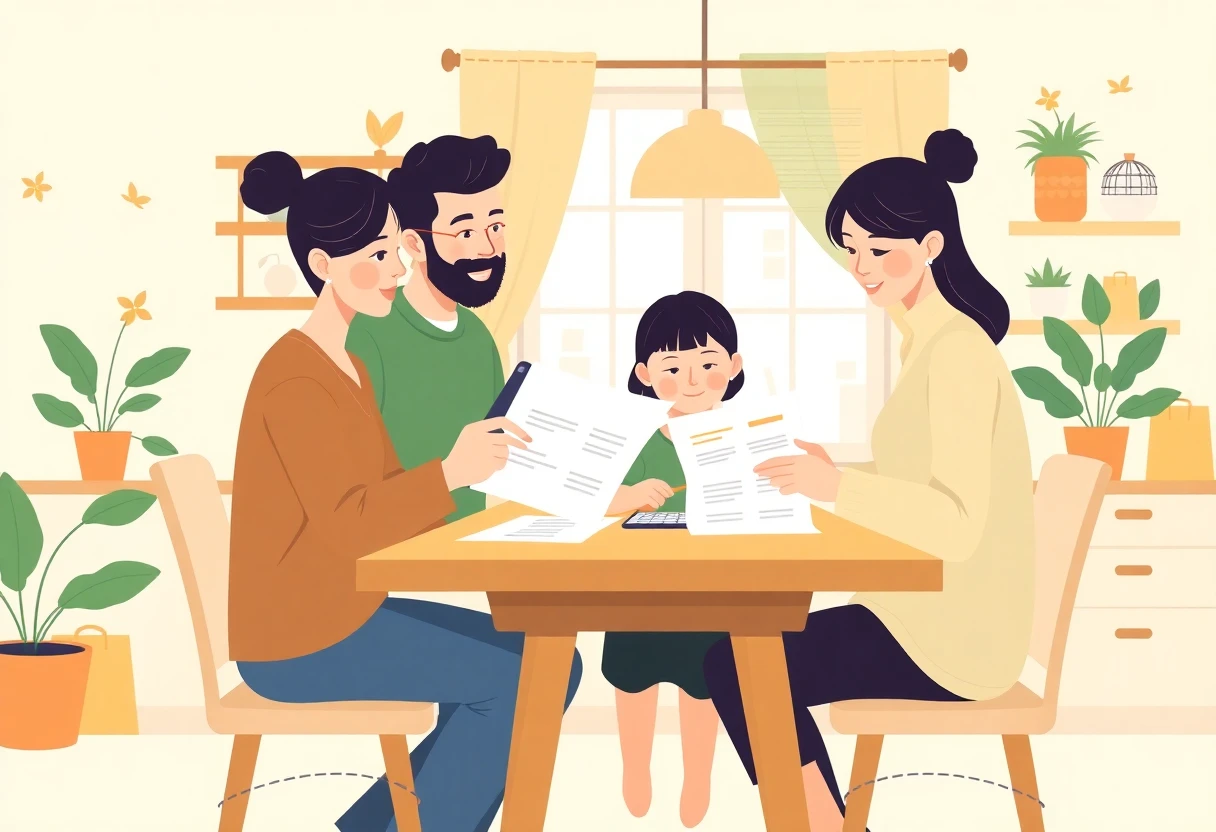 Family reviewing mortgage options