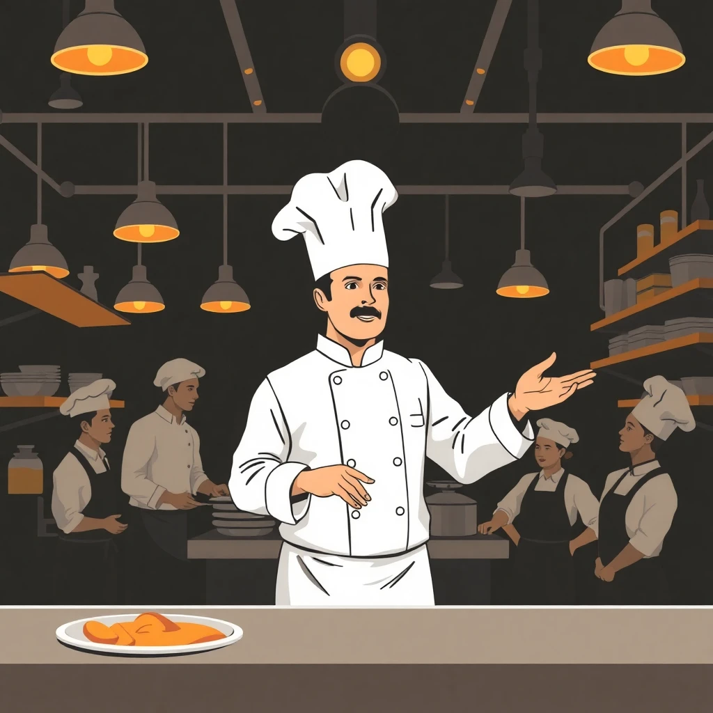 Executive chef leading a team