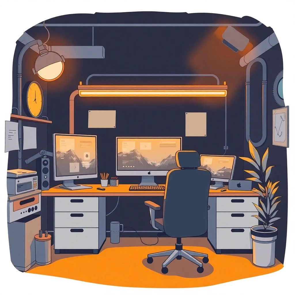 High-tech remote work setup