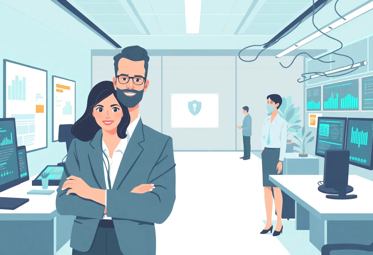 Security executive in office