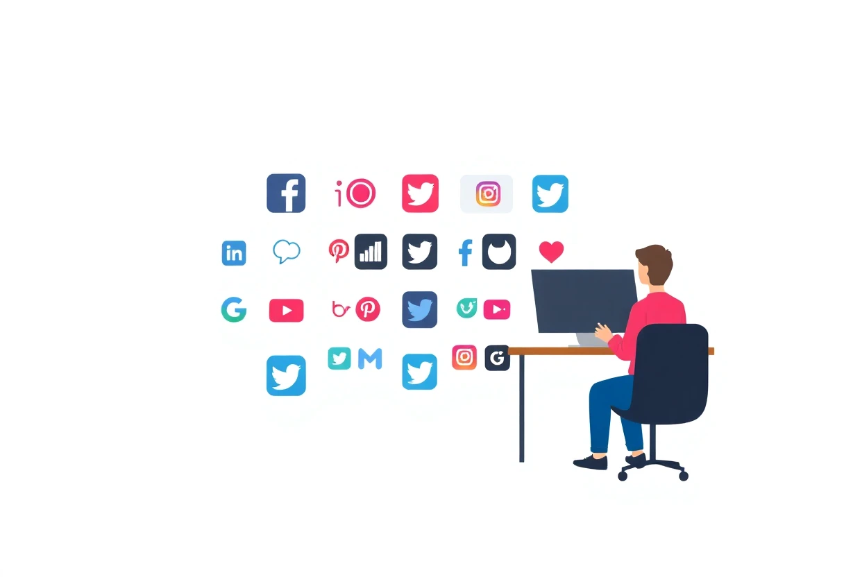 Diverse social media app icons