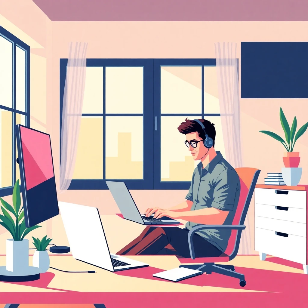 Software engineer working remotely