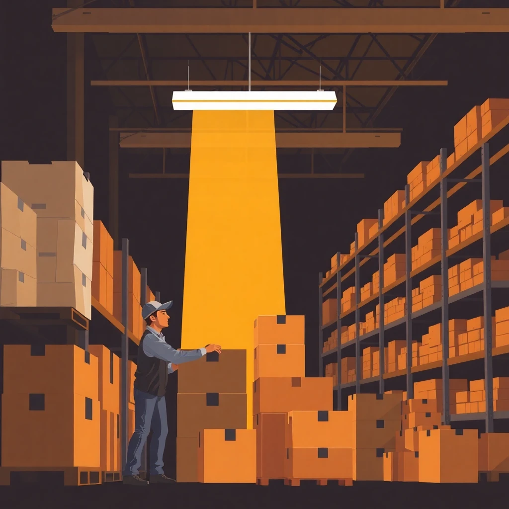 Warehouse worker stacking boxes