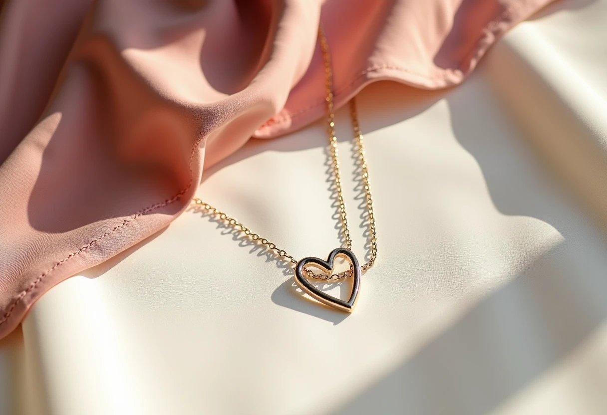 Collier en argent sur fond de lin