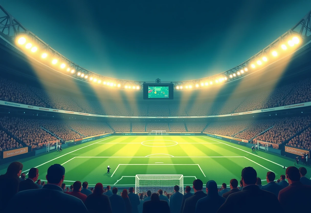 Estadio vibrante durante un partido nocturno