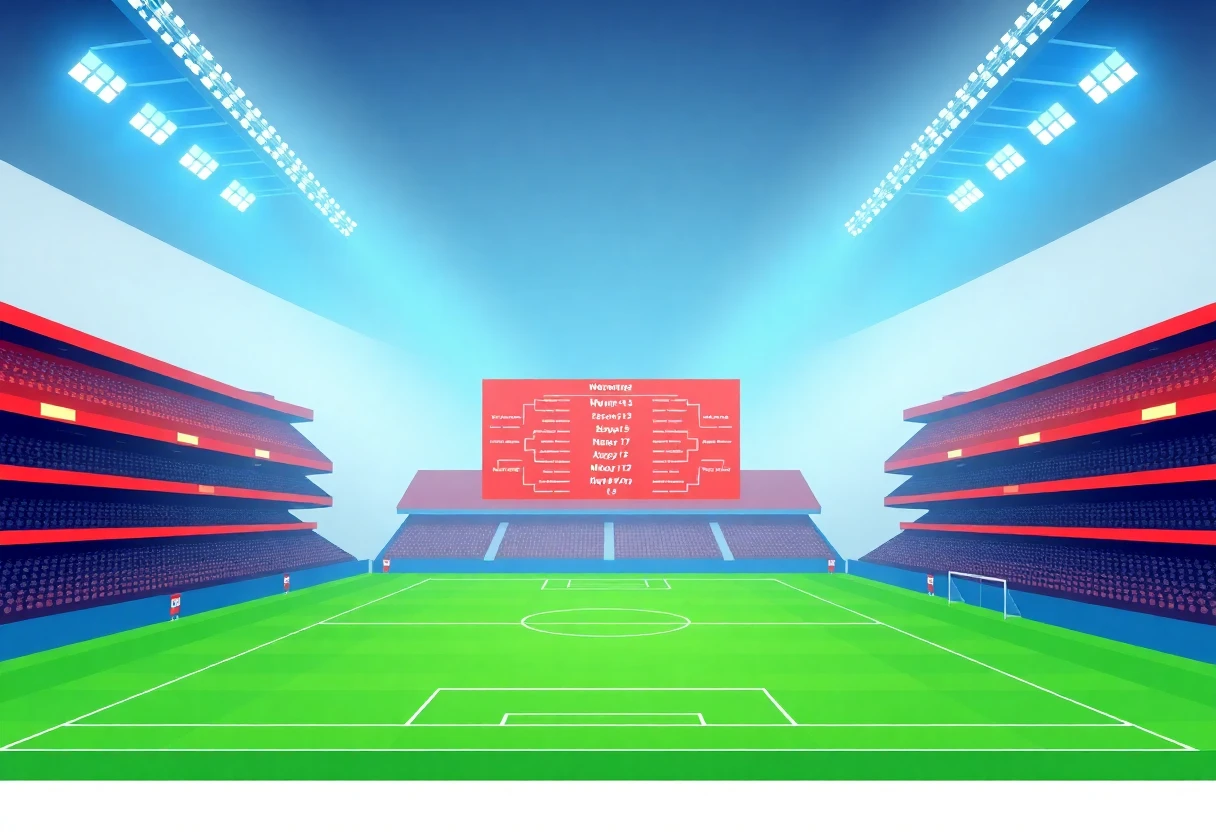 Ilustración de un estadio de fútbol vibrante