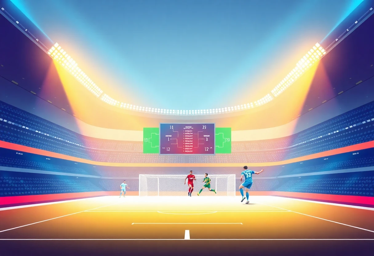 Ilustración de un partido de fútbol en vivo