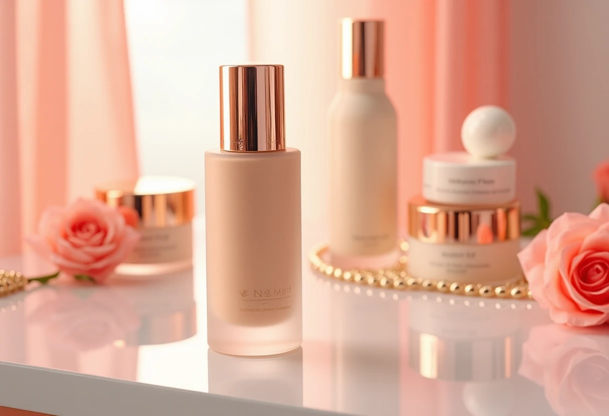 Luxurious foundation bottle with gold accents