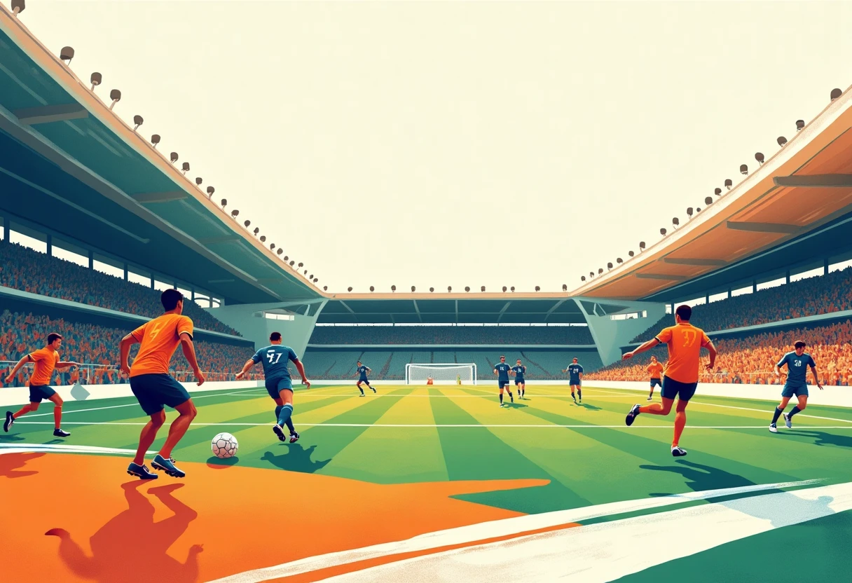 Estádio vibrante durante um jogo de futebol