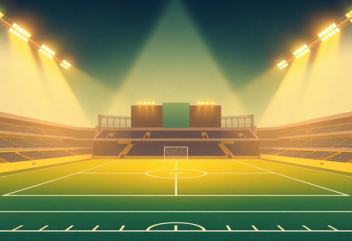 Campo de fútbol iluminado