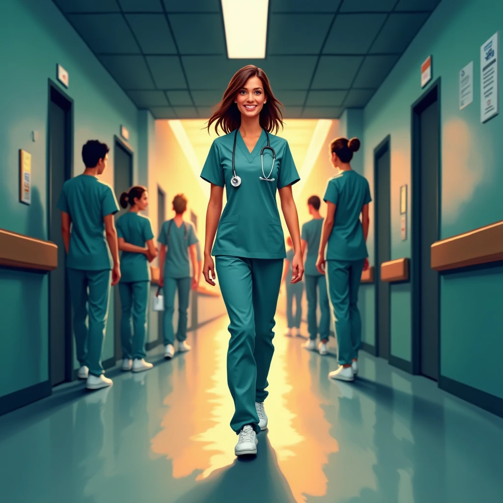 Nurse walking in hospital