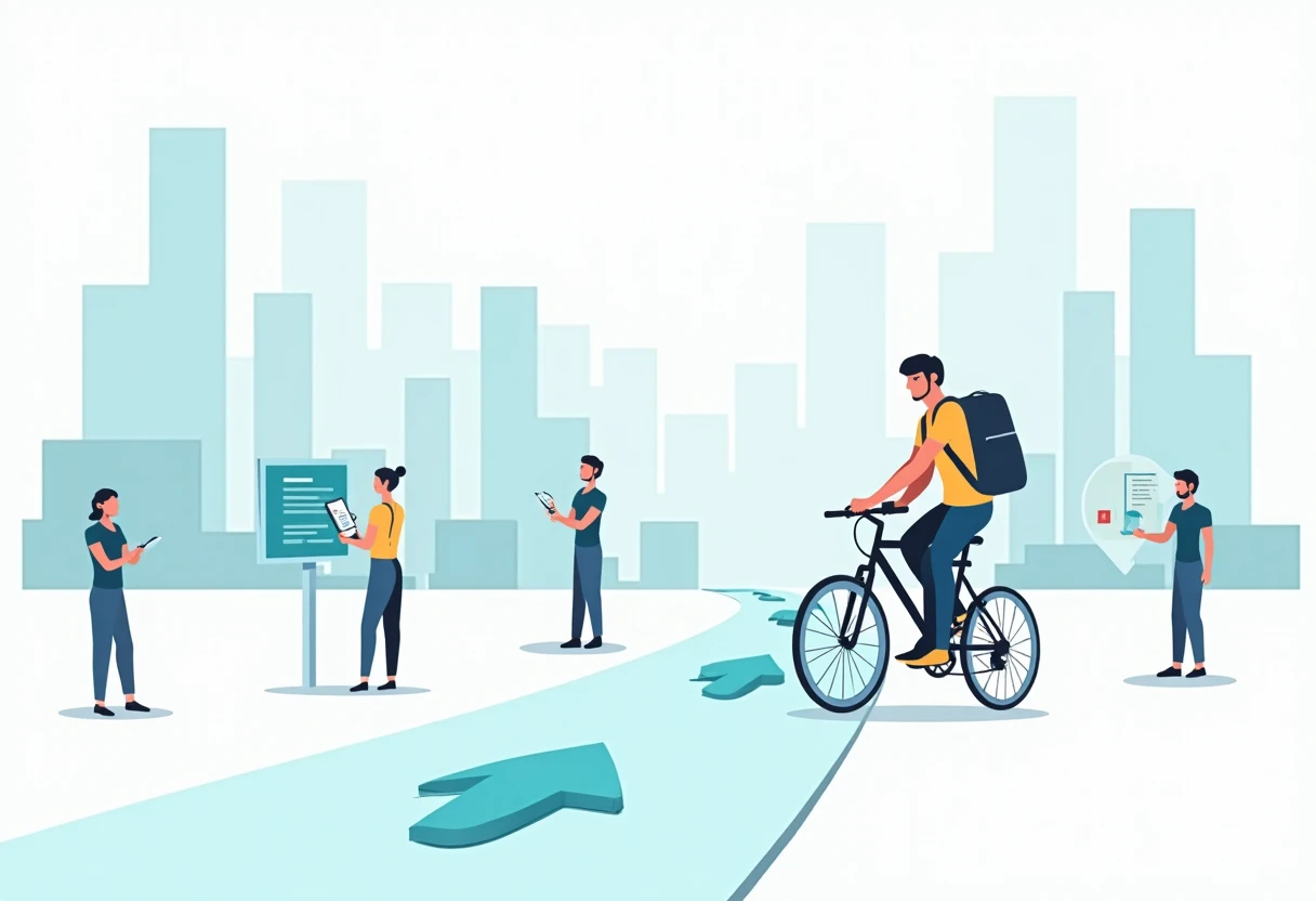 Repartidor en acción en un entorno urbano
