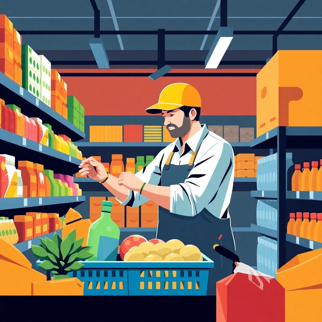 Trabajo de cajero en el supermercado