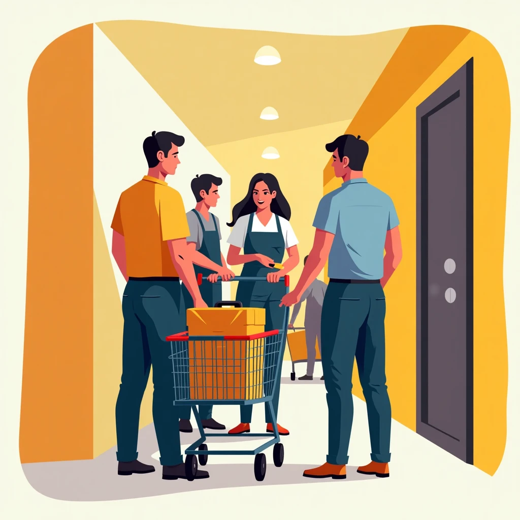 Colaboración en el trabajo de supermercado