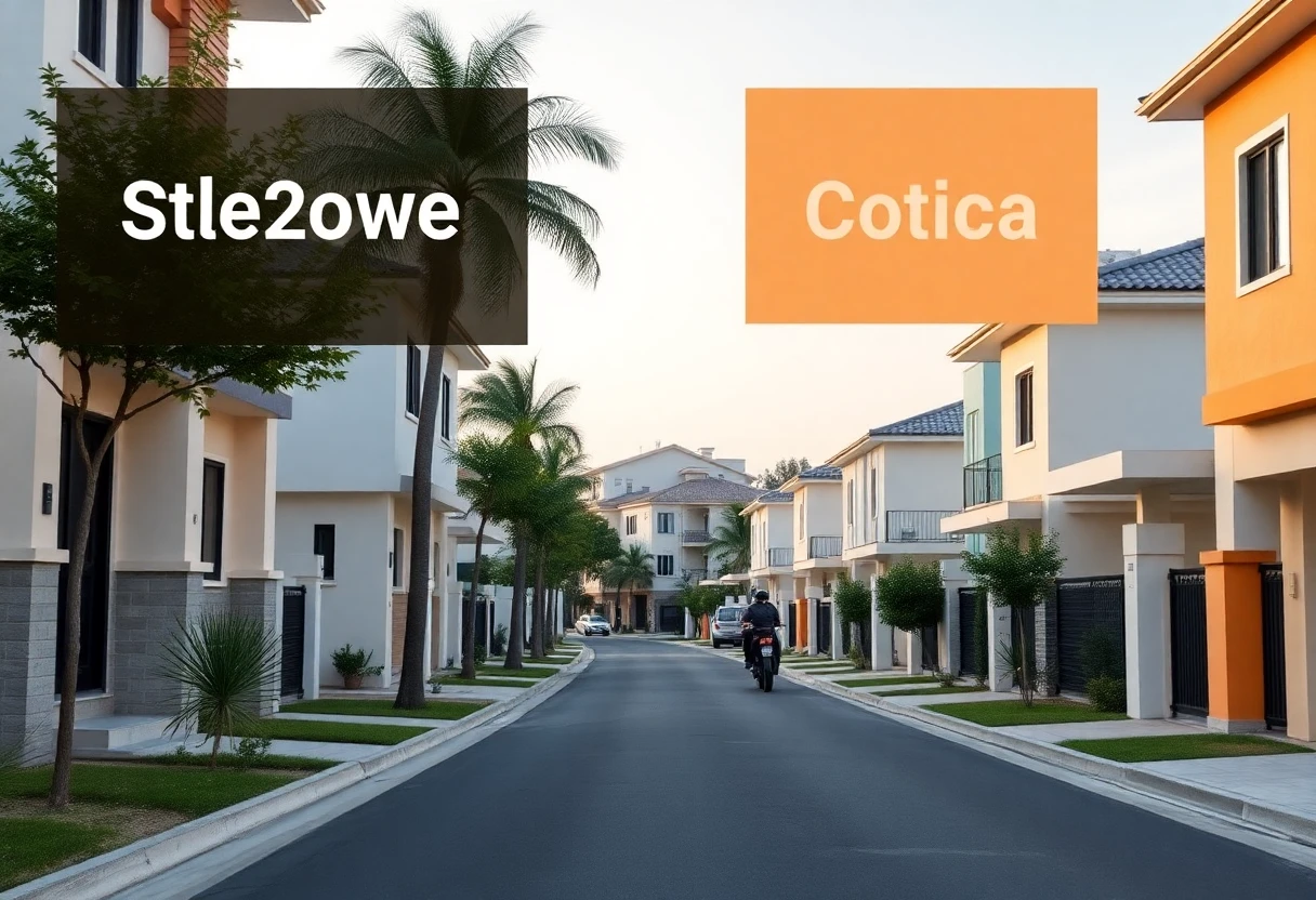 Casas modernas en una calle tranquila
