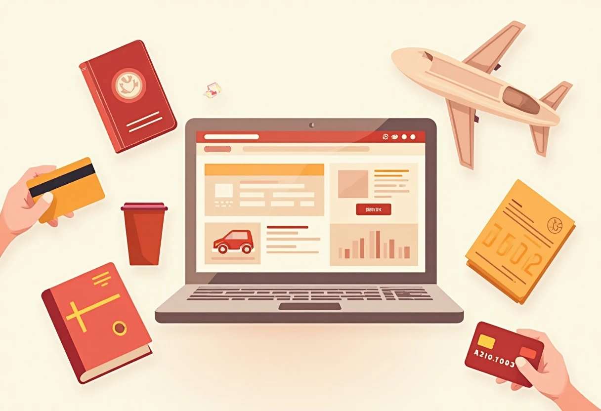 Travel-focused workspace with credit card considerations