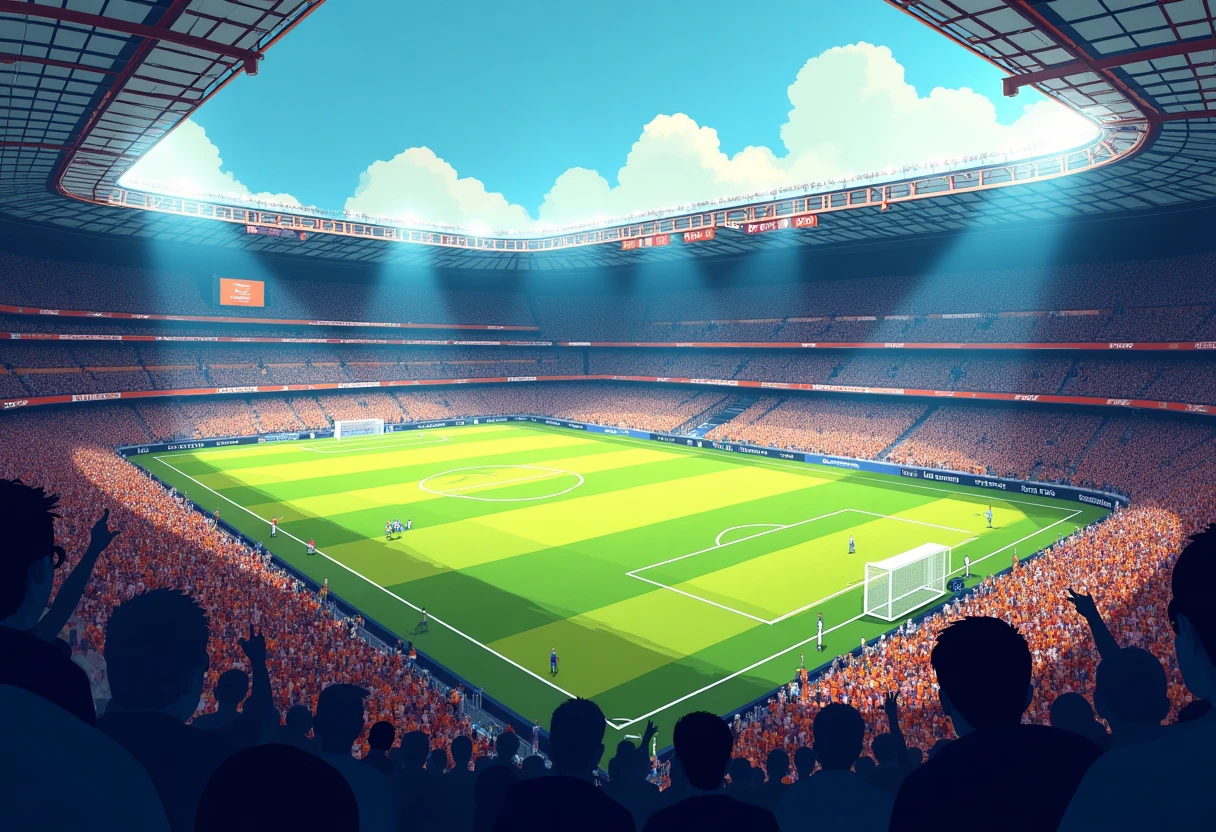 Vista aérea de un estadio lleno
