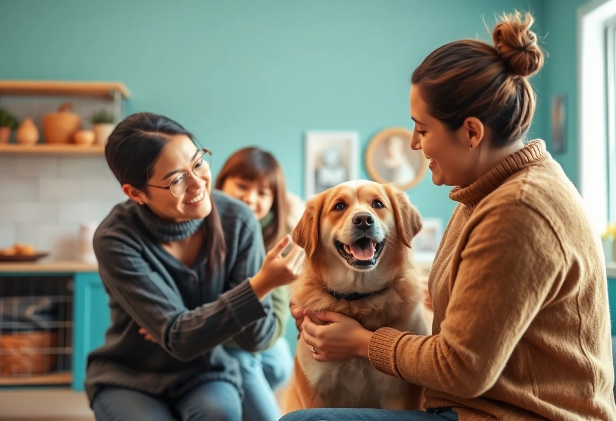 Dog adoption at a welcoming center