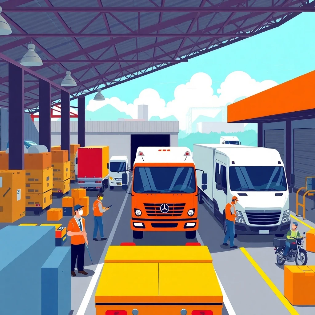 Busy delivery depot