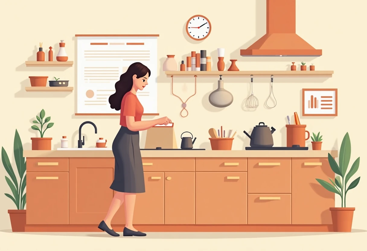 Housekeeper in an organized kitchen