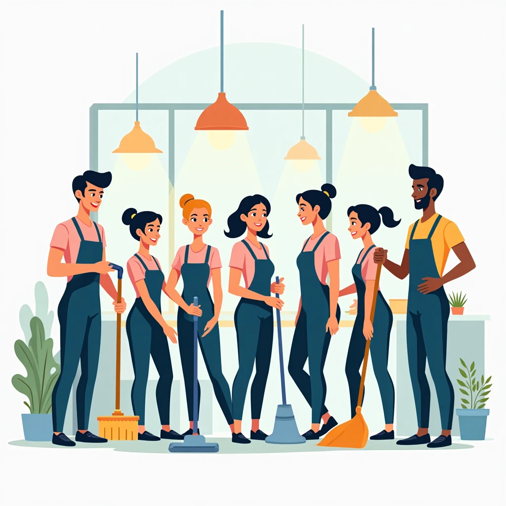 Team of cleaning staff