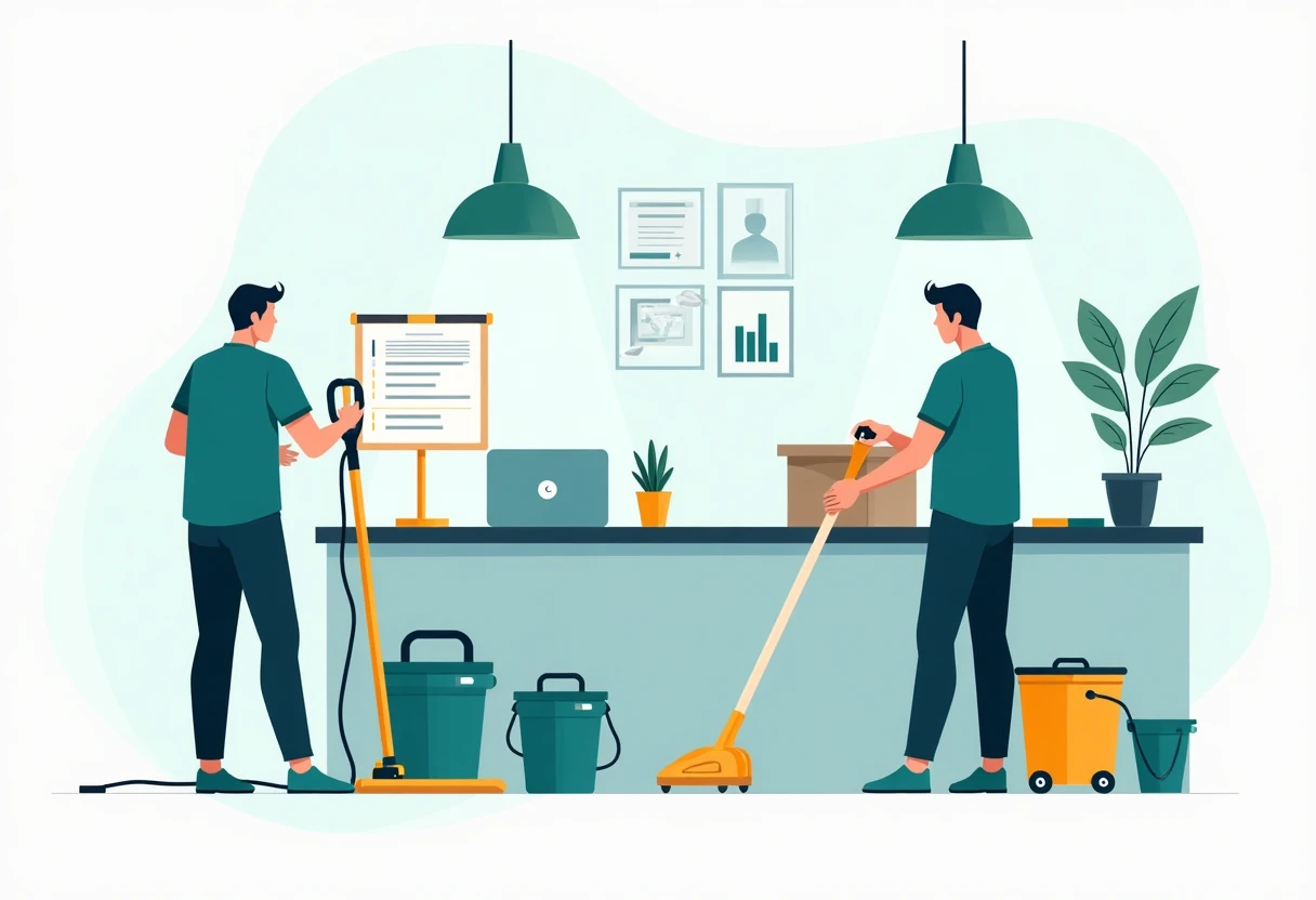 Cleaner in a modern office
