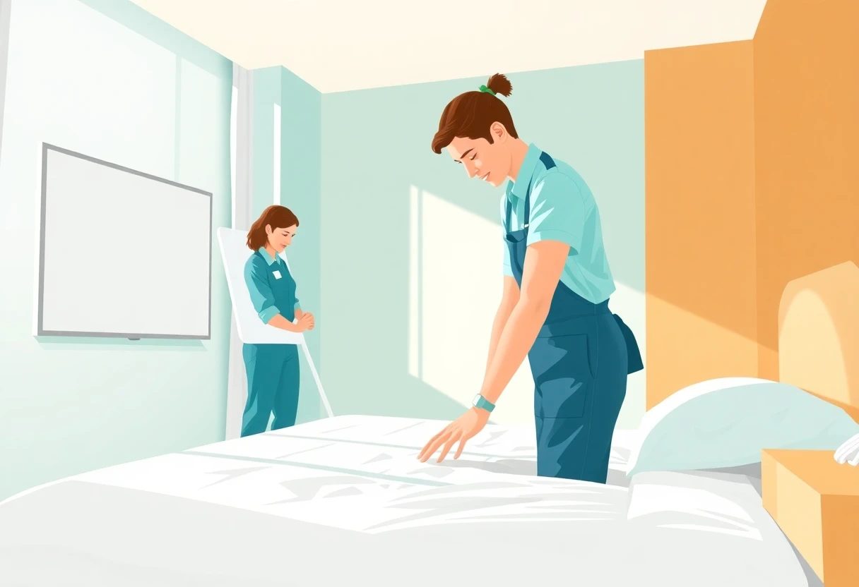 Housekeeping attendant in action