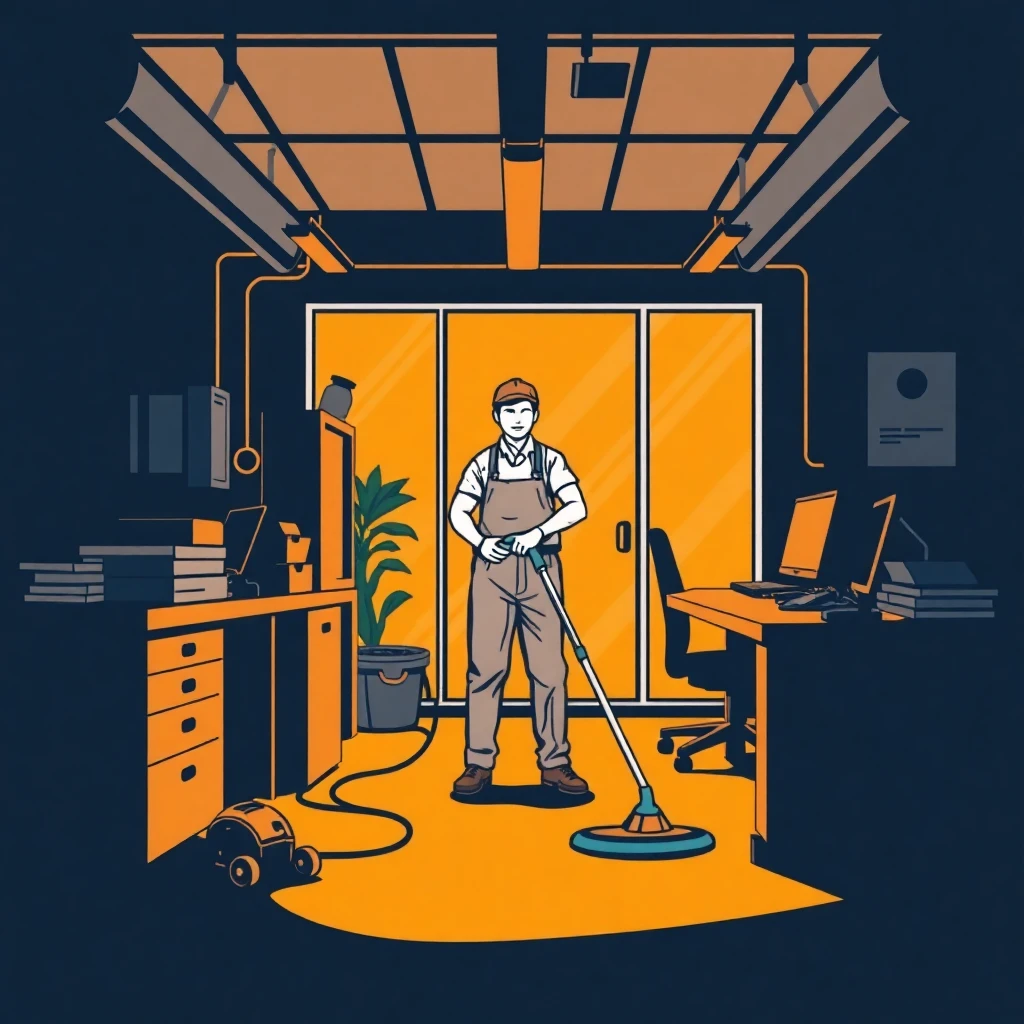 Professional cleaning in an office