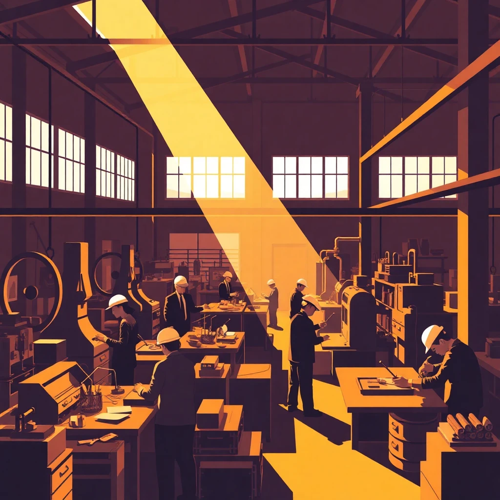 Busy factory setting