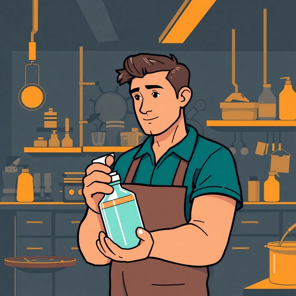 Examining cleaning solution label