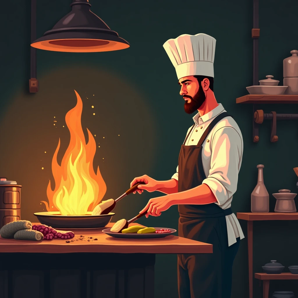 Cocinero trabajando en una cocina