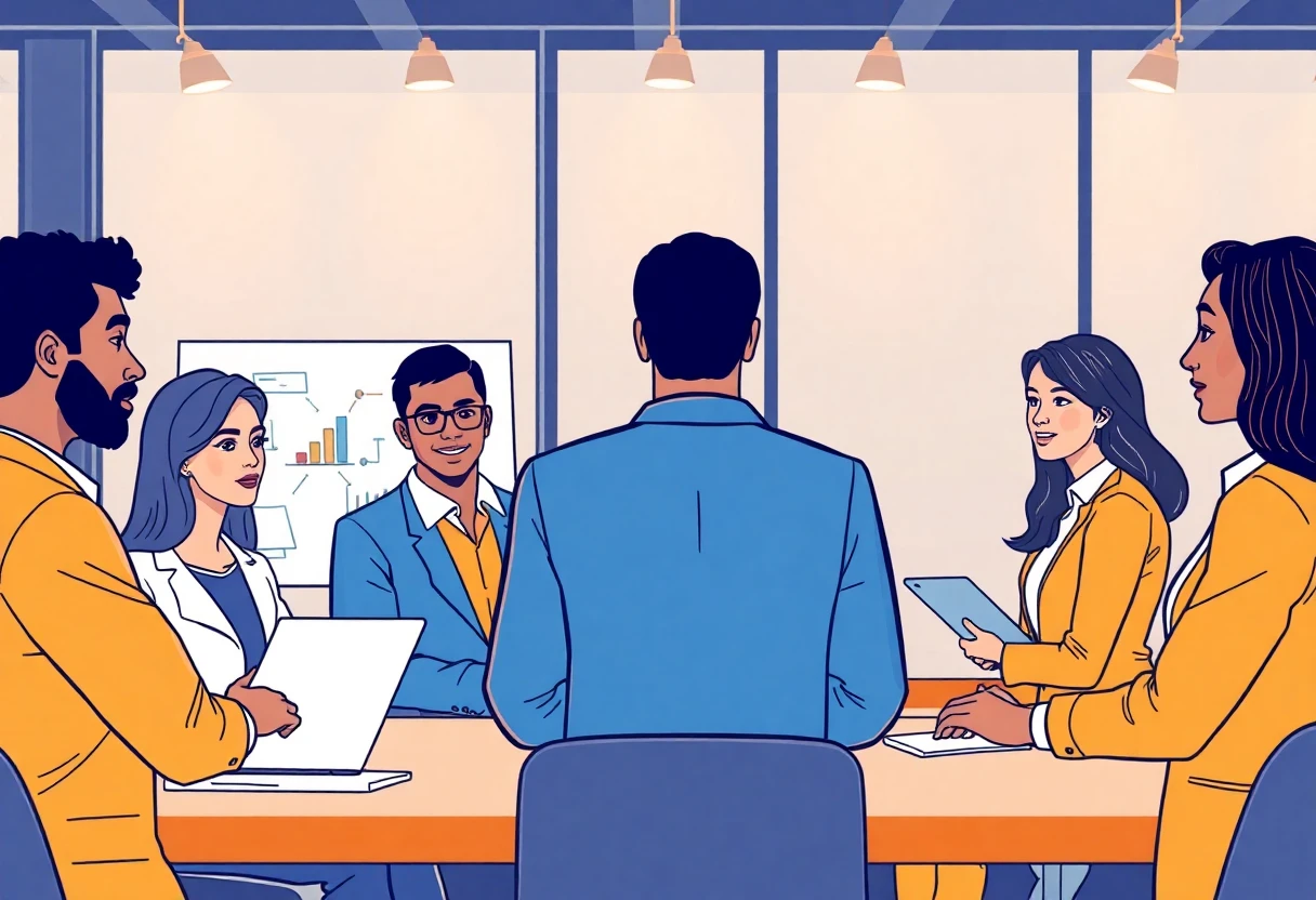 Profesionales discutiendo estrategias de ventas