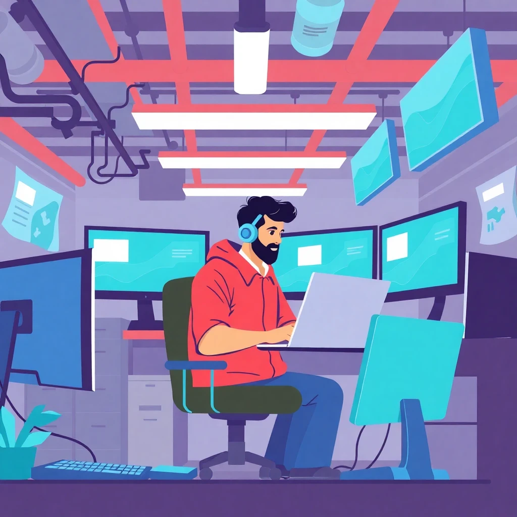 Desenvolvedor em ambiente de trabalho colaborativo