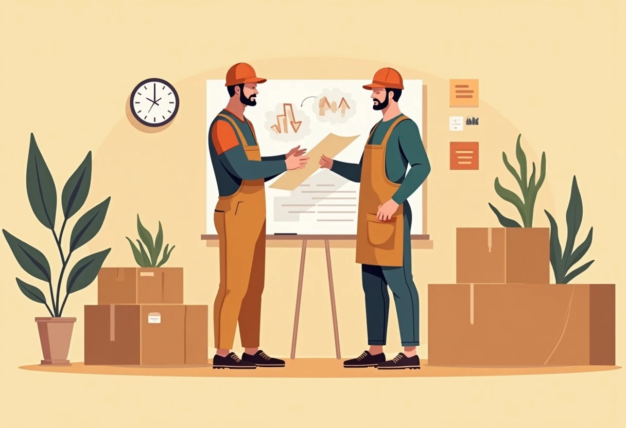 Trabajadores de construcción revisando planos