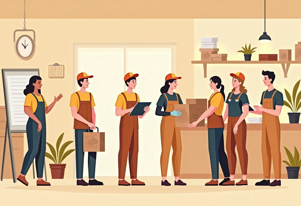 Trabajadores de ventas en acción