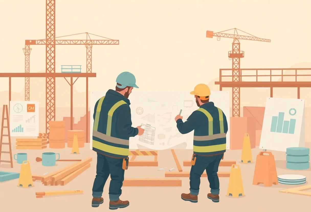 Travailleurs de la construction sur un chantier