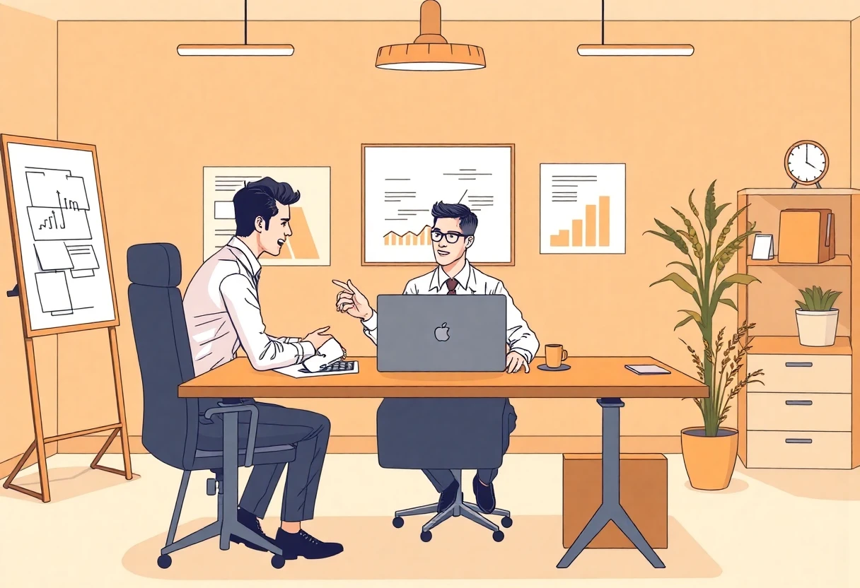 Illustration d'un professionnel examinant des offres d'emploi