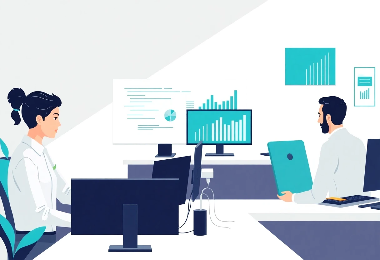 Professionnels travaillant dans un bureau moderne