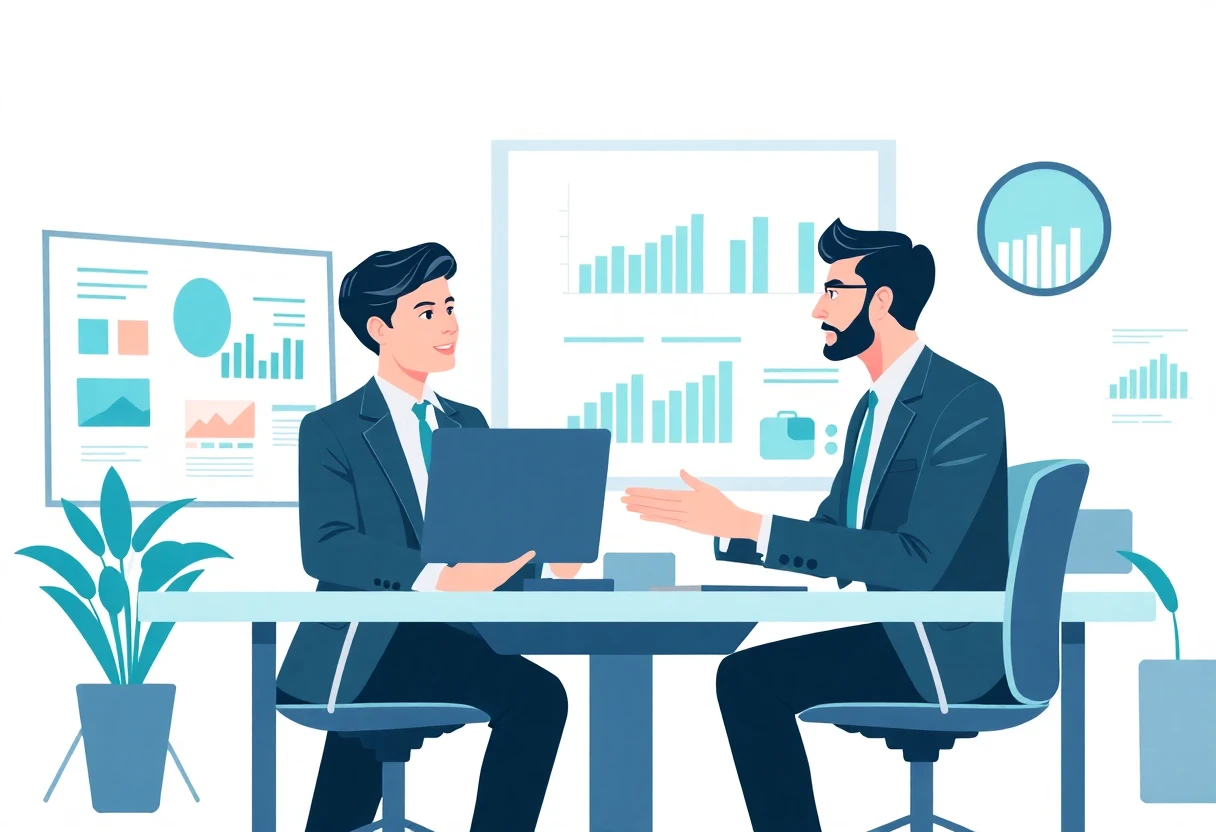 Professionnel discutant dans un bureau moderne