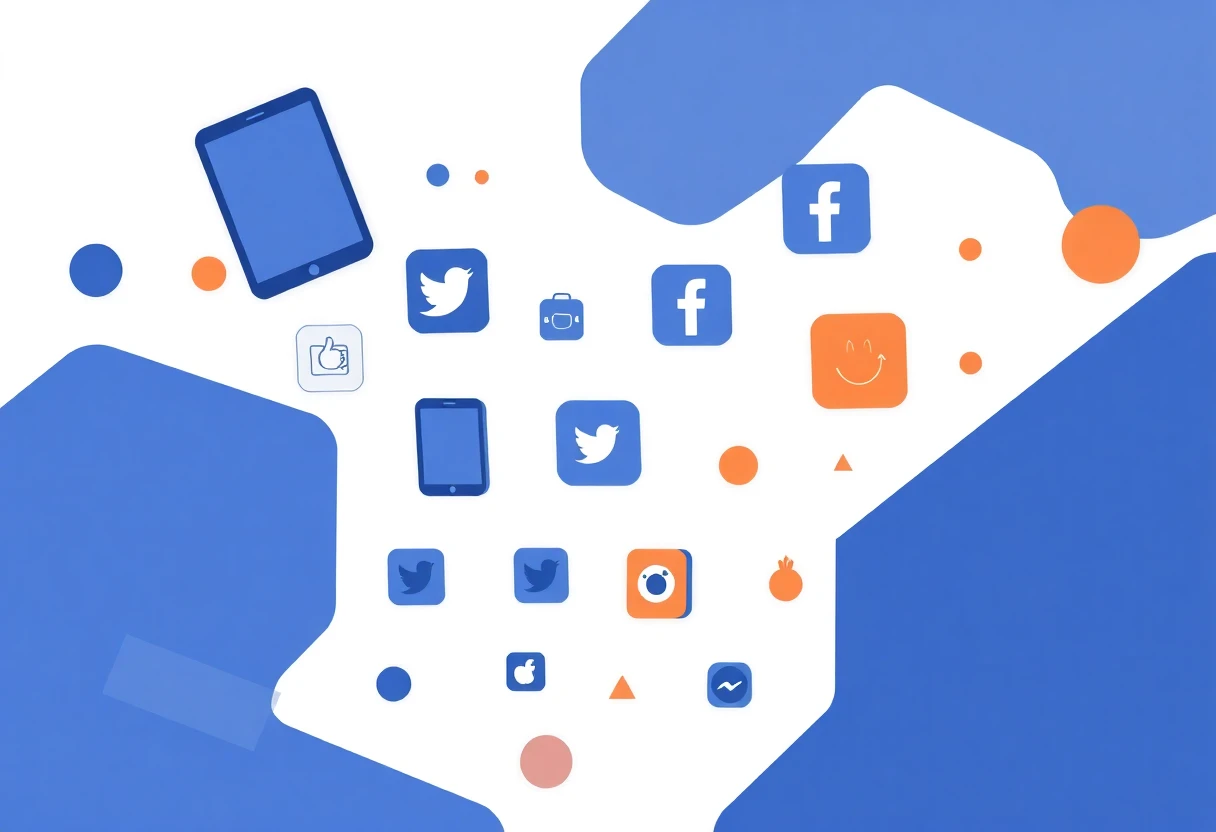 Íconos de aplicaciones de redes sociales en un diseño geométrico