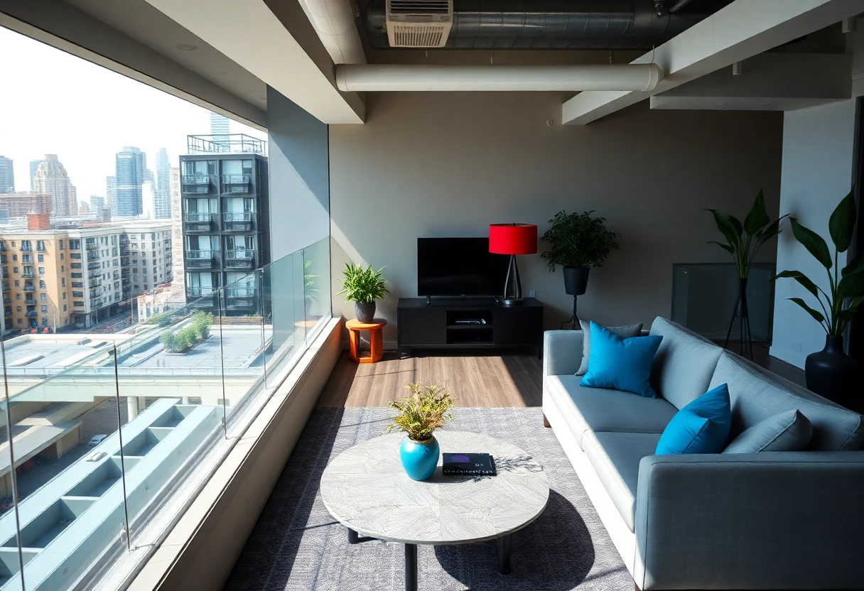 Vista de un apartamento urbano moderno
