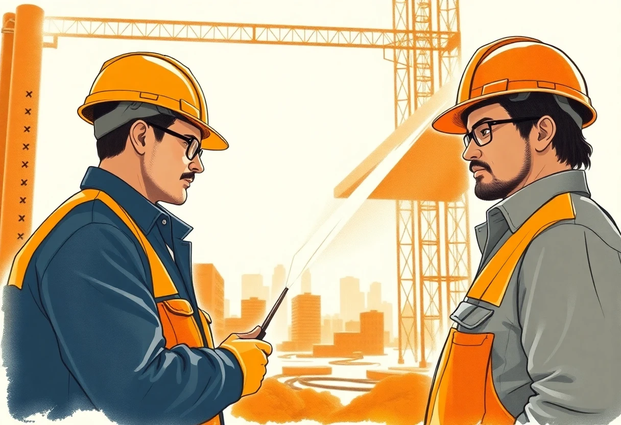 Trabajadores en un sitio de construcción