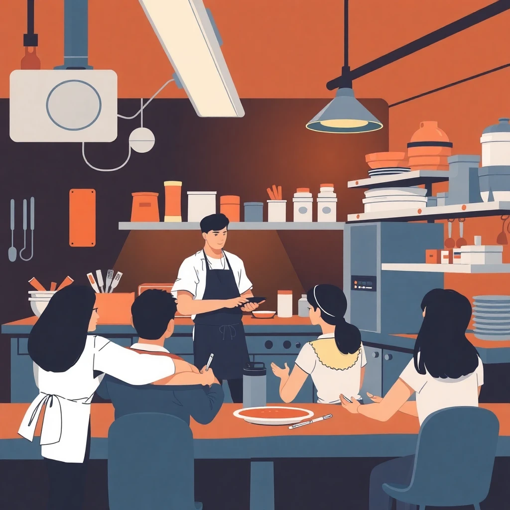 Profesor de cocina en acción