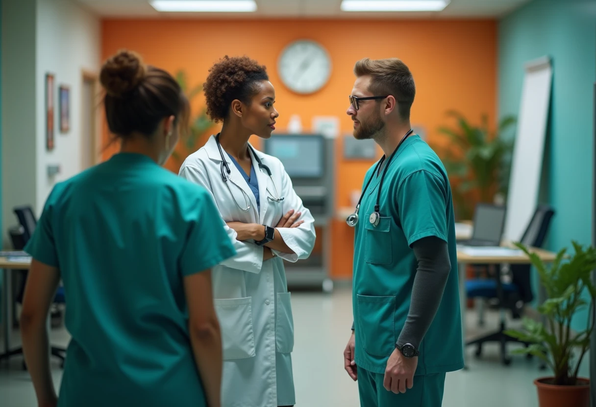 Discussione tra infermiera e medico