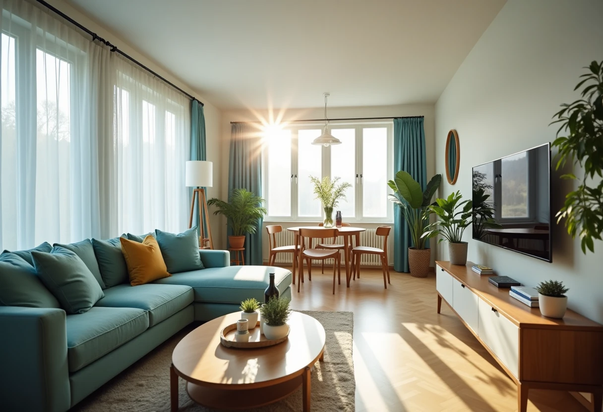 Spacious living room in a luxury apartment